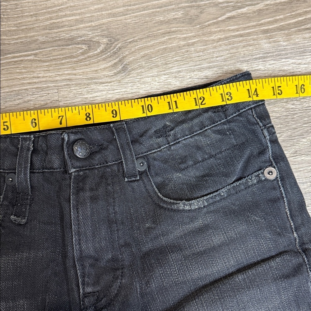 R13 Women’s Allison Mid-Rise Crop Skinny Jeans Distressed Black Shredded Sz 27 - Picture 10 of 13